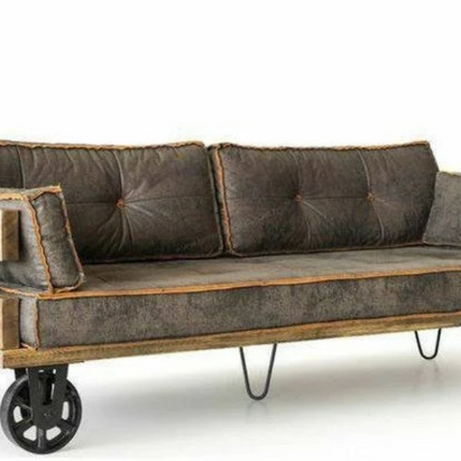 Industrial cart style sofa